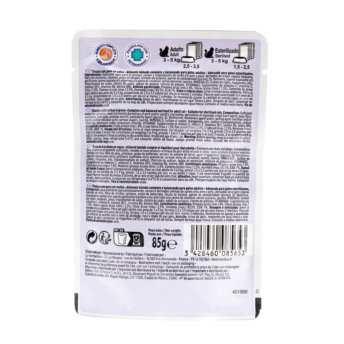 Pouch Trozos de Carne Pavo en Salsa - Gato Adulto