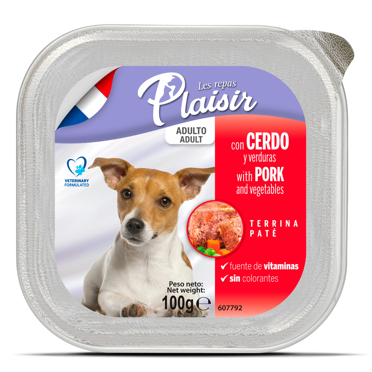 Paté Alimento Húmedo Perro Cerdo y Verduras. 100 gr