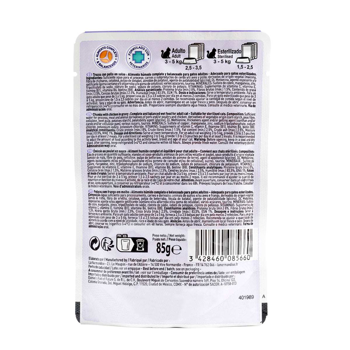 Pouch Trozos Pollo en salsa - Gatos 85 gr