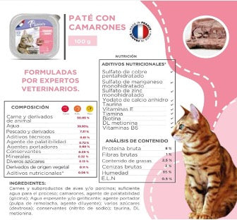 Paté alimento húmedo Gato Adulto- Camarón 100 gr