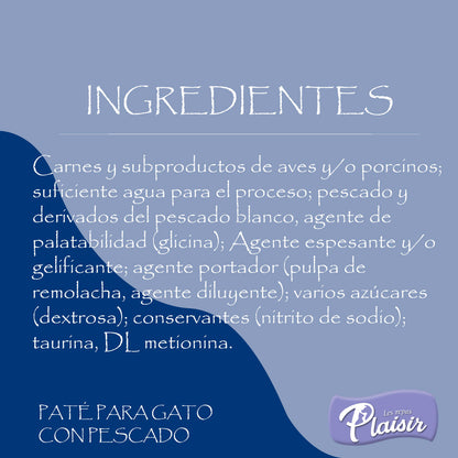 Paté Alimento húmedo Gato Adulto Pescado 100 gr.