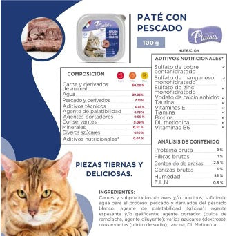 Paté Alimento húmedo Gato Adulto Pescado 100 gr.